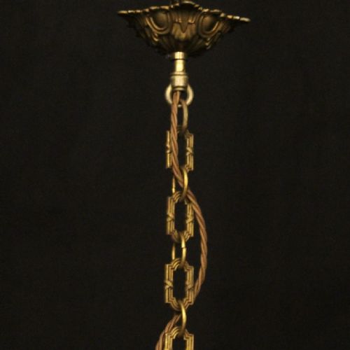 FRENCH GILDED BRASS 4 LIGHT ANTIQUE CHANDELIER - ADDITIONAL PHOTO 9