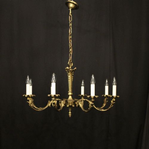 FRENCH GILDED BRASS 8 LIGHT CHANDELIER - ADDITIONAL PHOTO 1
