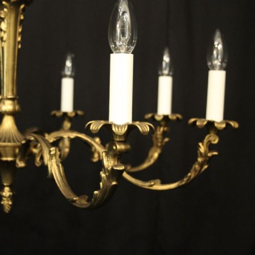 FRENCH GILDED BRASS 8 LIGHT CHANDELIER - ADDITIONAL PHOTO 2