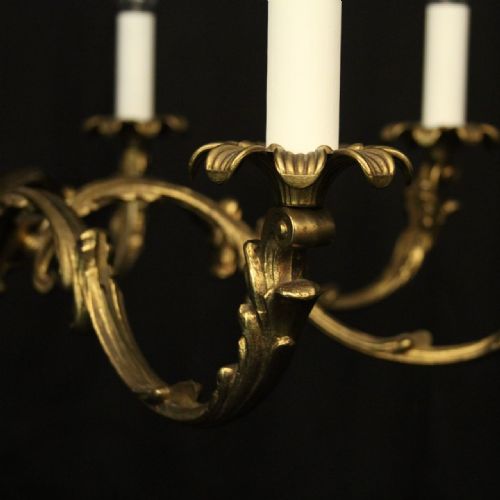 FRENCH GILDED BRASS 8 LIGHT CHANDELIER - ADDITIONAL PHOTO 3