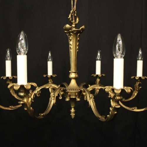 FRENCH GILDED BRASS 8 LIGHT CHANDELIER - ADDITIONAL PHOTO 4