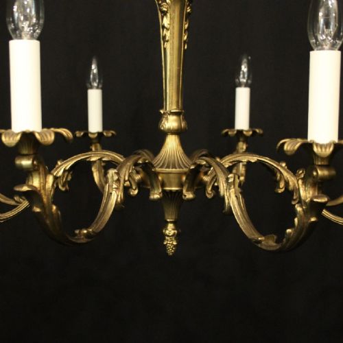 FRENCH GILDED BRASS 8 LIGHT CHANDELIER - ADDITIONAL PHOTO 5