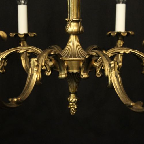 FRENCH GILDED BRASS 8 LIGHT CHANDELIER - ADDITIONAL PHOTO 6