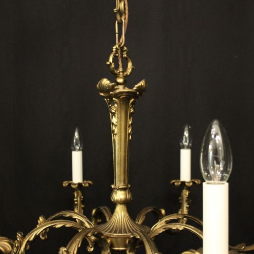 FRENCH GILDED BRASS 8 LIGHT CHANDELIER - ADDITIONAL PHOTO 7