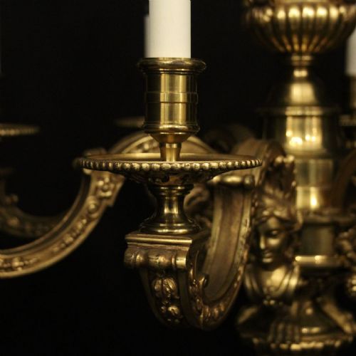FRENCH GILDED BRONZE 8 LIGHT ANTIQUE CHANDELIER - ADDITIONAL PHOTO 3