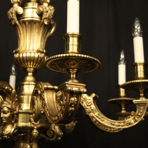 FRENCH GILDED BRONZE 8 LIGHT ANTIQUE CHANDELIER - ADDITIONAL PHOTO 5