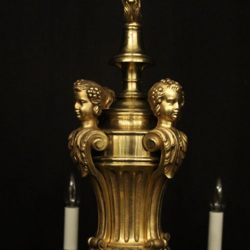 FRENCH GILDED BRONZE 8 LIGHT ANTIQUE CHANDELIER - ADDITIONAL PHOTO 7
