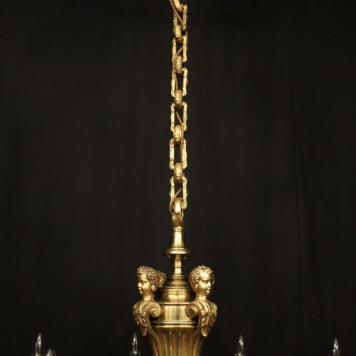 FRENCH GILDED BRONZE 8 LIGHT ANTIQUE CHANDELIER - ADDITIONAL PHOTO 8