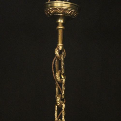 FRENCH GILDED BRONZE 8 LIGHT ANTIQUE CHANDELIER - ADDITIONAL PHOTO 9