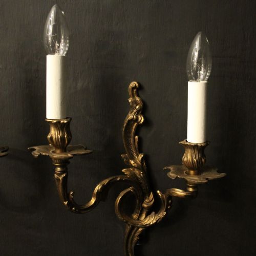 FRENCH PAIR OF GILDED BRASS WALL LIGHTS - ADDITIONAL PHOTO 1