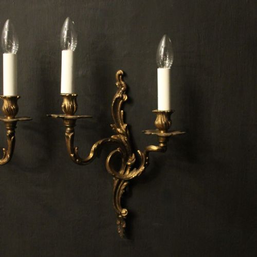 FRENCH PAIR OF GILDED BRASS WALL LIGHTS - ADDITIONAL PHOTO 2