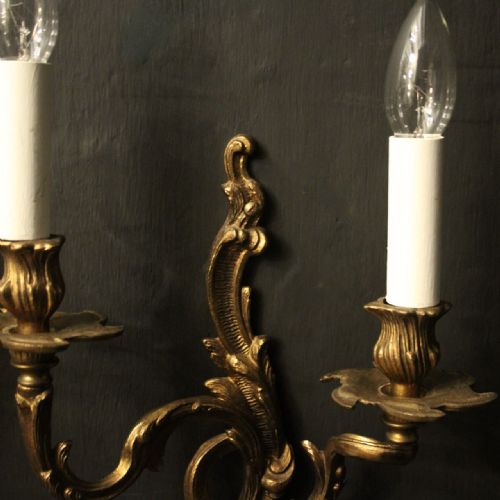 FRENCH PAIR OF GILDED BRASS WALL LIGHTS - ADDITIONAL PHOTO 3