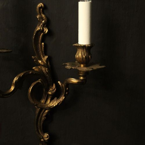 FRENCH PAIR OF GILDED BRASS WALL LIGHTS - ADDITIONAL PHOTO 6