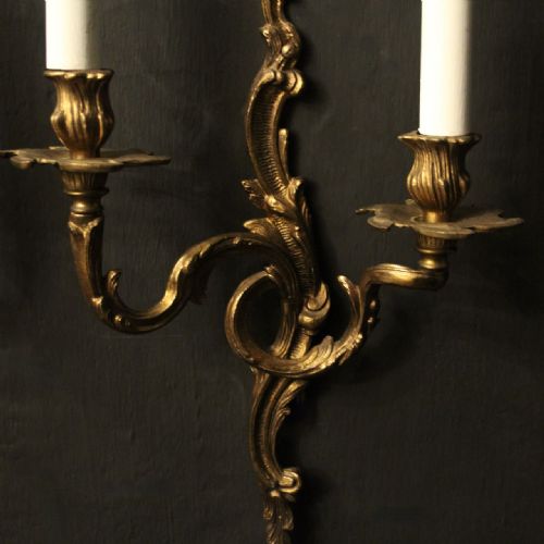 FRENCH PAIR OF GILDED BRASS WALL LIGHTS - ADDITIONAL PHOTO 7