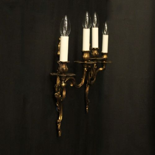 FRENCH PAIR OF GILDED BRASS WALL LIGHTS - ADDITIONAL PHOTO 9
