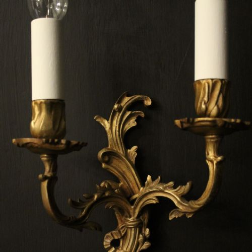 FRENCH PAIR OF GILDED TWIN ARM WALL LIGHTS - ADDITIONAL PHOTO 6
