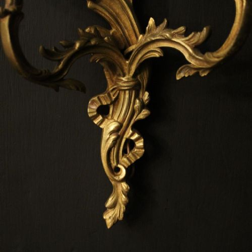FRENCH PAIR OF GILDED TWIN ARM WALL LIGHTS - ADDITIONAL PHOTO 8