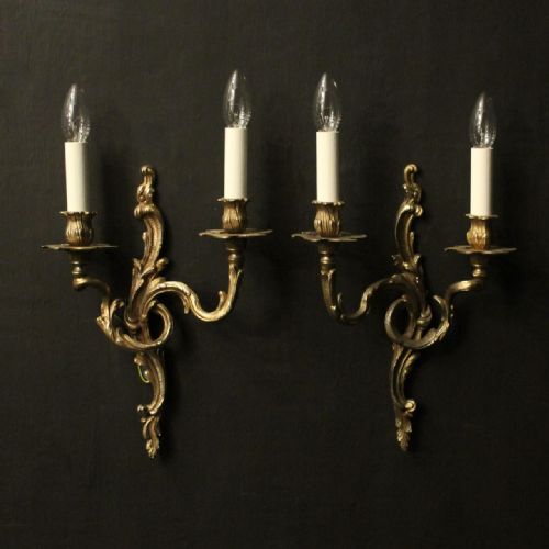 french pair of gilded brass wall lights - CATEGORY: ANTIQUE LIGHTING - DATED 1930