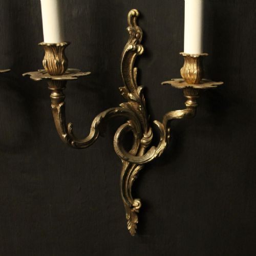 FRENCH PAIR OF GILDED BRASS WALL LIGHTS - ADDITIONAL PHOTO 2
