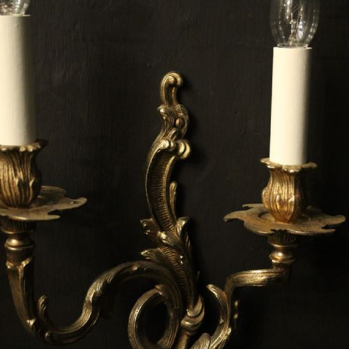 FRENCH PAIR OF GILDED BRASS WALL LIGHTS - ADDITIONAL PHOTO 3