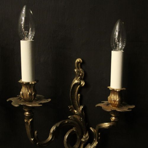 FRENCH PAIR OF GILDED BRASS WALL LIGHTS - ADDITIONAL PHOTO 4