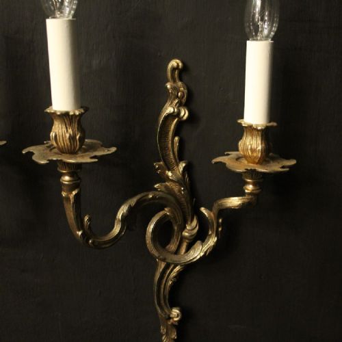 FRENCH PAIR OF GILDED BRASS WALL LIGHTS - ADDITIONAL PHOTO 5