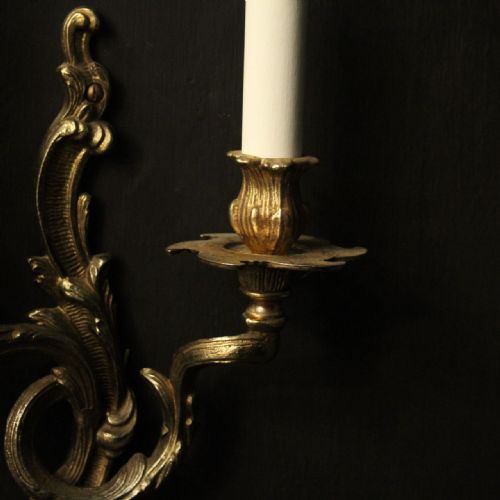 FRENCH PAIR OF GILDED BRASS WALL LIGHTS - ADDITIONAL PHOTO 7