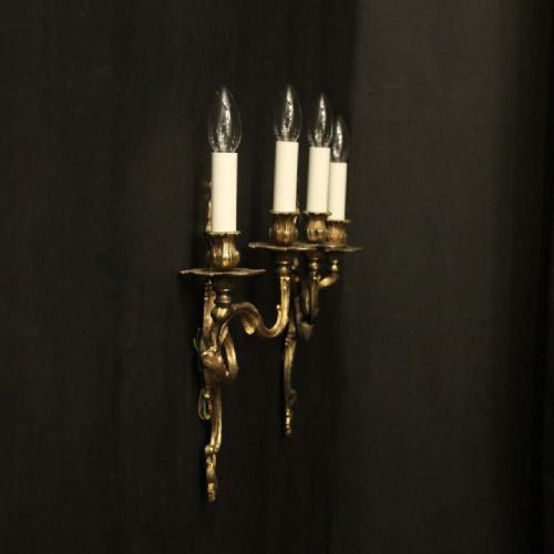 FRENCH PAIR OF GILDED BRASS WALL LIGHTS - ADDITIONAL PHOTO 9