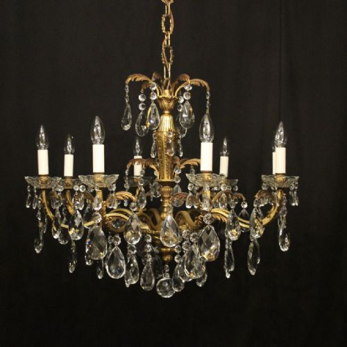 french gilded bronze 8 light antique chandelier - CATEGORY: ANTIQUE LIGHTING - DATED 1920