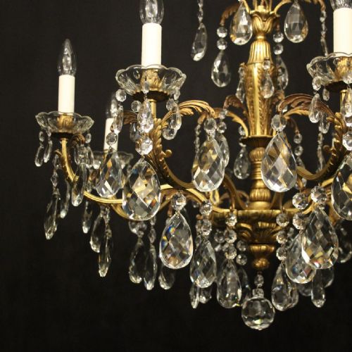 FRENCH GILDED BRONZE 8 LIGHT ANTIQUE CHANDELIER - ADDITIONAL PHOTO 2