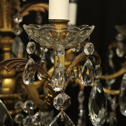 FRENCH GILDED BRONZE 8 LIGHT ANTIQUE CHANDELIER - ADDITIONAL PHOTO 3