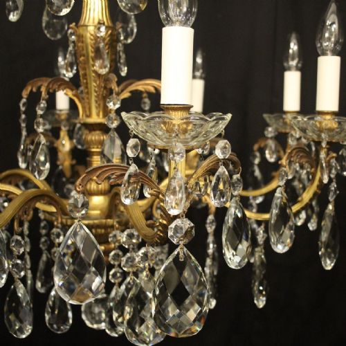 FRENCH GILDED BRONZE 8 LIGHT ANTIQUE CHANDELIER - ADDITIONAL PHOTO 4
