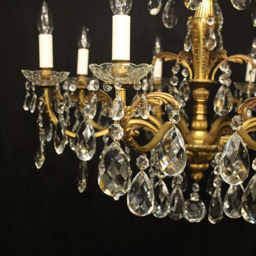 FRENCH GILDED BRONZE 8 LIGHT ANTIQUE CHANDELIER - ADDITIONAL PHOTO 5