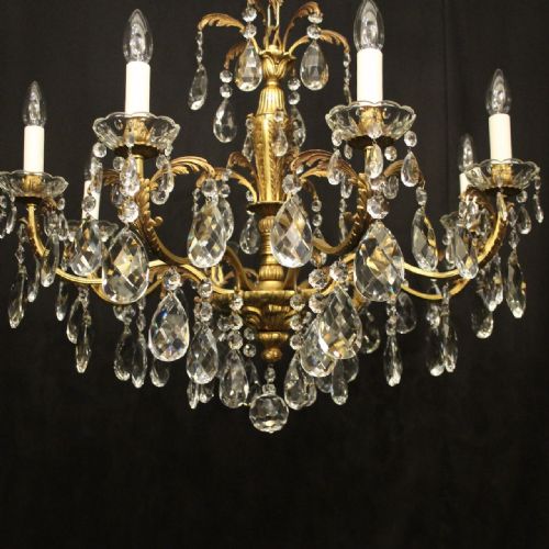 FRENCH GILDED BRONZE 8 LIGHT ANTIQUE CHANDELIER - ADDITIONAL PHOTO 6