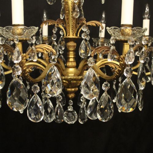 FRENCH GILDED BRONZE 8 LIGHT ANTIQUE CHANDELIER - ADDITIONAL PHOTO 7