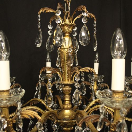 FRENCH GILDED BRONZE 8 LIGHT ANTIQUE CHANDELIER - ADDITIONAL PHOTO 8