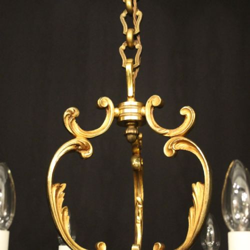 FRENCH GILDED BRONZE 6 LIGHT ANTIQUE CHANDELIER - ADDITIONAL PHOTO 7