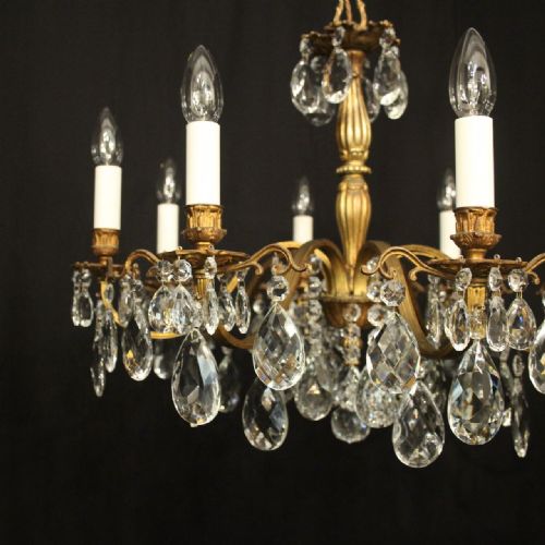 FRENCH GILDED CRYSTAL 8 LIGHT ANTIQUE CHANDELIER - ADDITIONAL PHOTO 1
