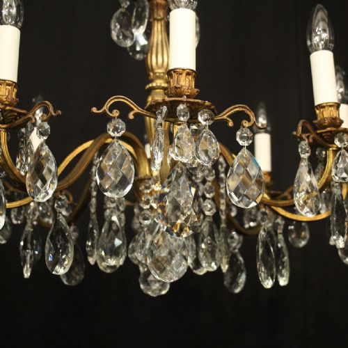 FRENCH GILDED CRYSTAL 8 LIGHT ANTIQUE CHANDELIER - ADDITIONAL PHOTO 3