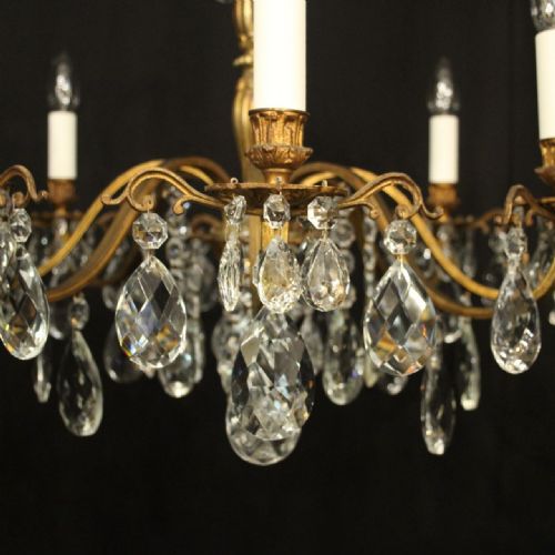 FRENCH GILDED CRYSTAL 8 LIGHT ANTIQUE CHANDELIER - ADDITIONAL PHOTO 4