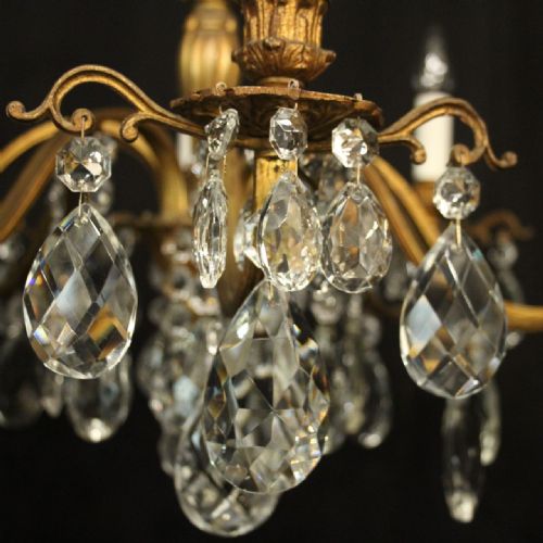 FRENCH GILDED CRYSTAL 8 LIGHT ANTIQUE CHANDELIER - ADDITIONAL PHOTO 6