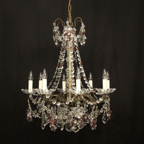 french gilded crystal 8 light antique chandelier - CATEGORY: ANTIQUE LIGHTING - DATED 1920