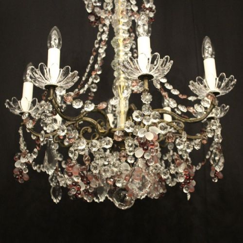 FRENCH GILDED CRYSTAL 8 LIGHT ANTIQUE CHANDELIER - ADDITIONAL PHOTO 3