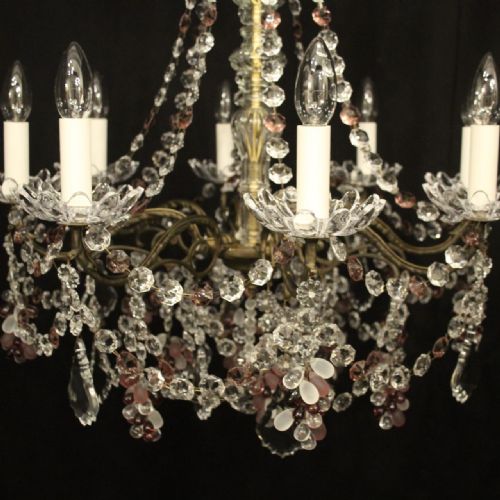 FRENCH GILDED CRYSTAL 8 LIGHT ANTIQUE CHANDELIER - ADDITIONAL PHOTO 4