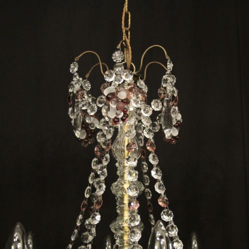 FRENCH GILDED CRYSTAL 8 LIGHT ANTIQUE CHANDELIER - ADDITIONAL PHOTO 5