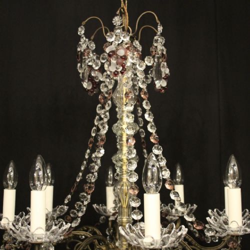 FRENCH GILDED CRYSTAL 8 LIGHT ANTIQUE CHANDELIER - ADDITIONAL PHOTO 7