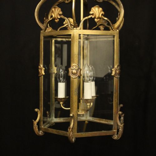 FRENCH GILDED BRONZE ANTIQUE HALL LANTERN - ADDITIONAL PHOTO 1