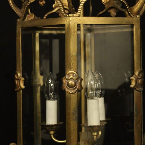 FRENCH GILDED BRONZE ANTIQUE HALL LANTERN - ADDITIONAL PHOTO 4