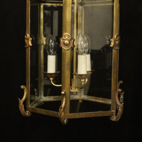 FRENCH GILDED BRONZE ANTIQUE HALL LANTERN - ADDITIONAL PHOTO 5