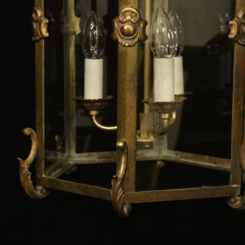 FRENCH GILDED BRONZE ANTIQUE HALL LANTERN - ADDITIONAL PHOTO 6